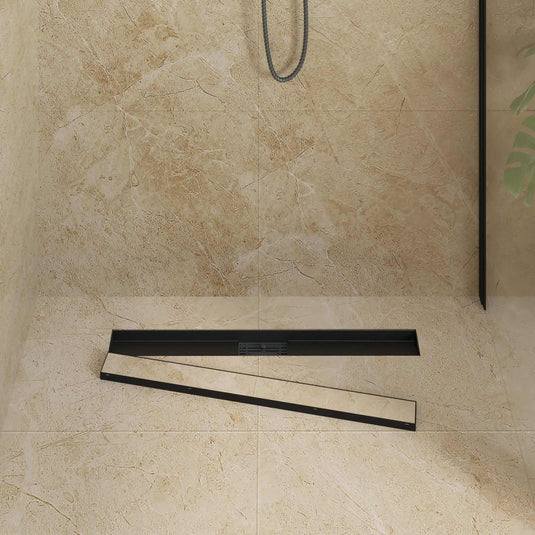 Vidaxl 2 in 1 doucheafvoer zwart 80 cm roestvrij staal 304