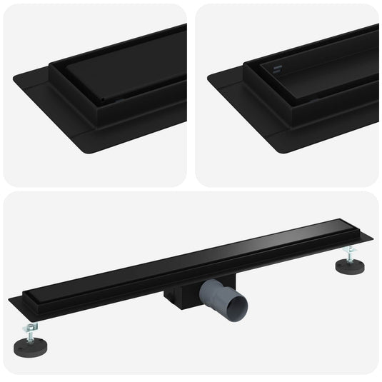 Vidaxl 2 in 1 doucheafvoer zwart 80 cm roestvrij staal 304