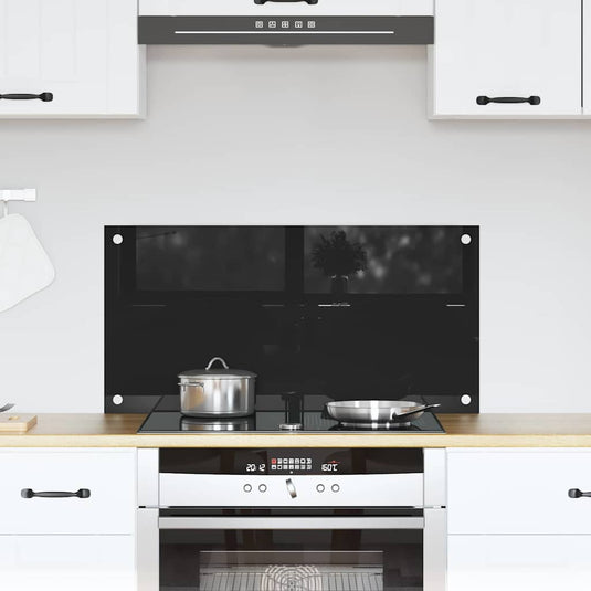 Vidaxl keuken achterwand zwart 80 x 40 cm gehard glas