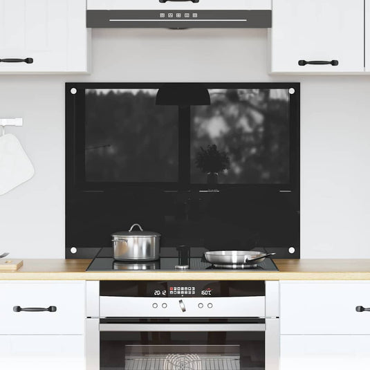 Vidaxl keuken achterwand zwart 80 x 60 cm gehard glas