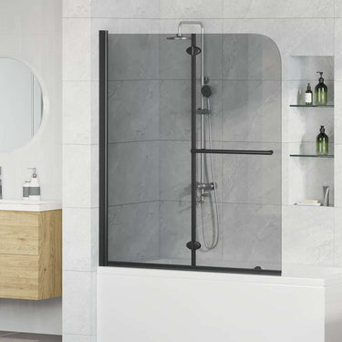 Vidaxl douche omhulsel zwart 95 x 140 cm esg-glas en aluminium