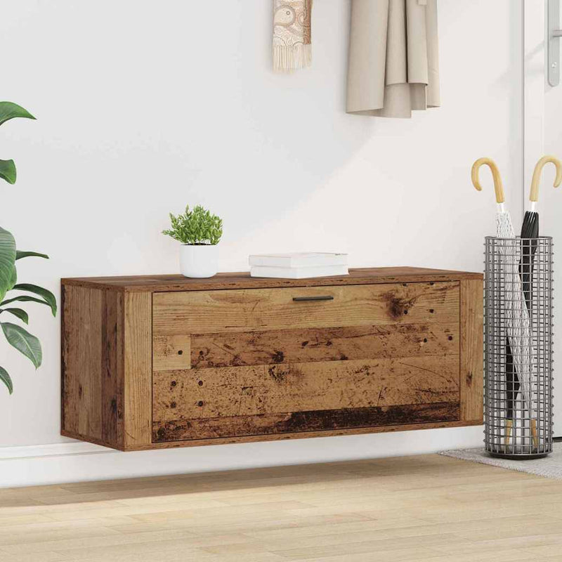 ギャラリービューアに画像をロードする, Vidaxl schoenenkast met plank oud hout 100 x 35 x 38 cm bewerkt hout
