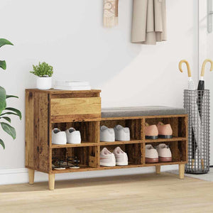 Vidaxl schoenenkast met lade oudhout 102 x 36 x 60 cm bewerkt hout