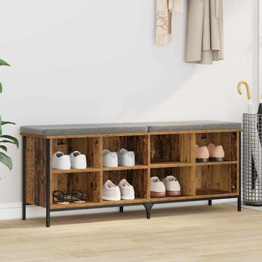 Vidaxl schoenenkast oud hout 131 x 35 x 50 cm gemonteerd hout en ijzer