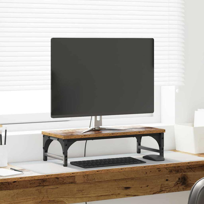ギャラリービューアに画像をロードする, Vidaxl monitor stand oud hout 55 x 23 x 14 cm bewerkt hout
