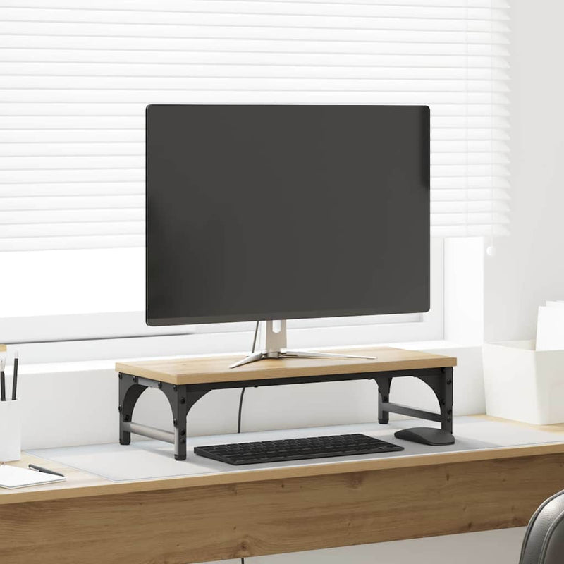 ギャラリービューアに画像をロードする, Vidaxl monitor stand artisan eiken 55 x 23 x 14 cm bewerkt hout
