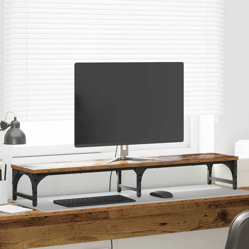 ギャラリービューアに画像をロードする, Vidaxl monitor stand oud hout 105 x 23 x 15,5 cm bewerkt hout
