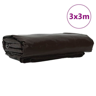 Vidaxl zeil 650g m² bruin 3 x 3 m canvas met pvc-coating