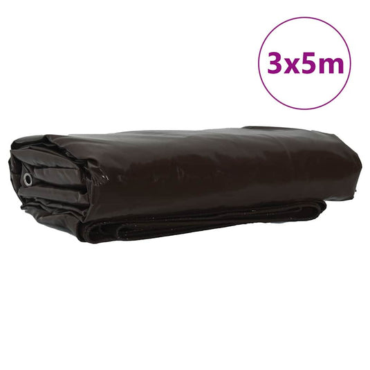 Vidaxl zeil 650g m² bruin 3 x 5 m canvas met pvc-coating