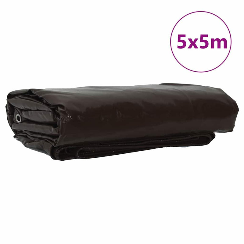 Afbeelding laden in galerijviewer, Vidaxl zeil 650g m² bruin 5 x 5 m canvas met pvc-coating

