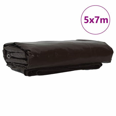 Vidaxl zeil 650g m² bruin 5 x 7 m canvas met pvc-coating