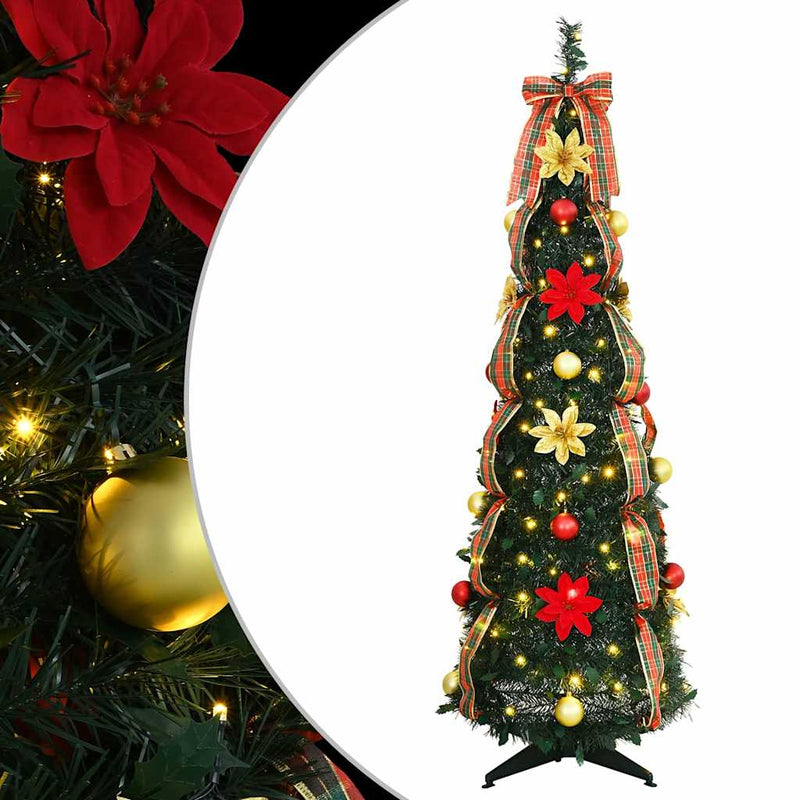 Afbeelding laden in galerijviewer, Vidaxl kunstkerstboom met 100 led met standaard groen 155 cm pvc
