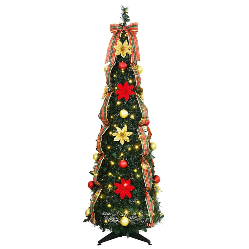 Afbeelding laden in galerijviewer, Vidaxl kunstkerstboom met 100 led met standaard groen 155 cm pvc
