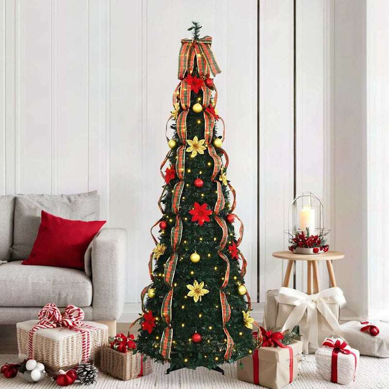 Chargez l'image dans la visionneuse de la galerie, Vidaxl kunstkerstboom met 150 led met standaard groen 185 cm pvc
