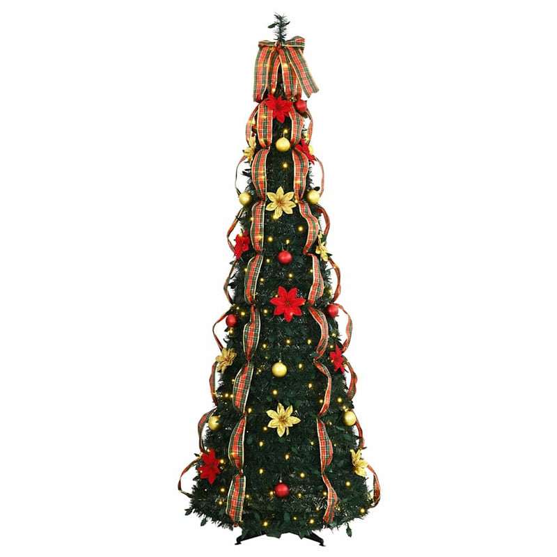 Afbeelding laden in galerijviewer, Vidaxl kunstkerstboom met 200 led met standaard groen 215 cm pvc

