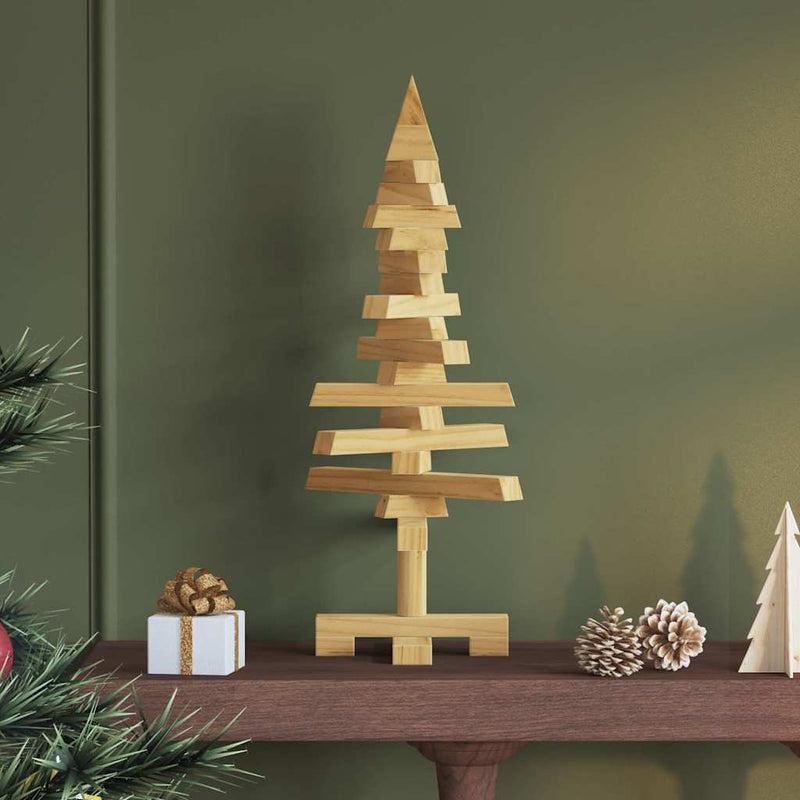 Chargez l'image dans la visionneuse de la galerie, Vidaxl houten kerstboom met standaard bruin 60 cm massief grenenhout
