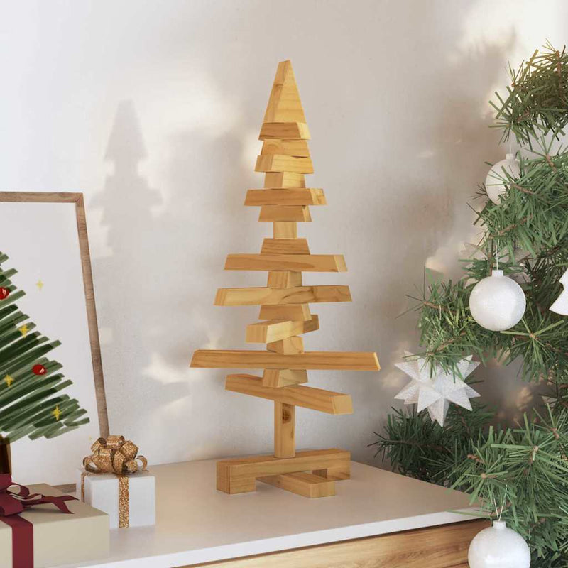 Chargez l'image dans la visionneuse de la galerie, Vidaxl houten kerstboom met standaard bruin 60 cm massief grenenhout
