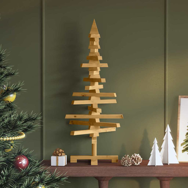 Chargez l'image dans la visionneuse de la galerie, Vidaxl houten kerstboom met standaard bruin 90 cm massief grenenhout
