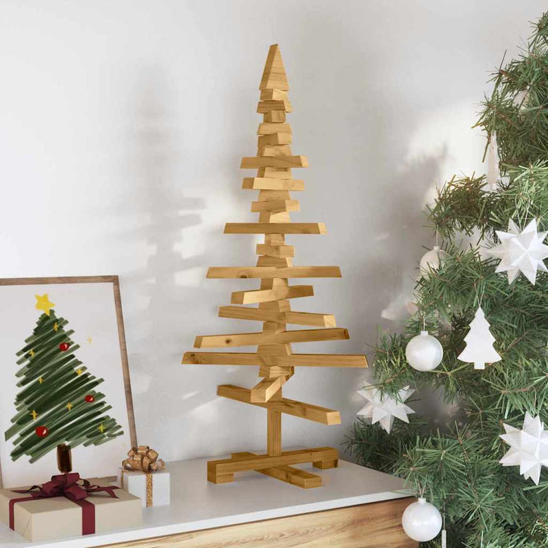 Chargez l'image dans la visionneuse de la galerie, Vidaxl houten kerstboom met standaard bruin 90 cm massief grenenhout
