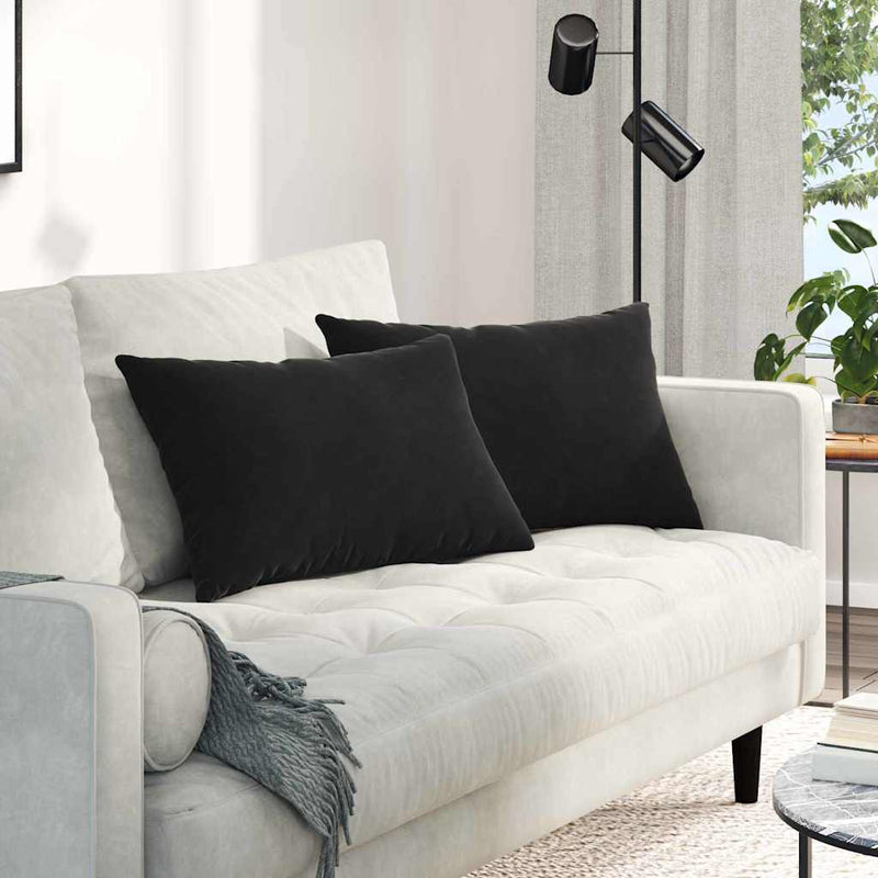 Chargez l'image dans la visionneuse de la galerie, Vidaxl sofa kussens 2 stuks zwart 60 x 40 cm cordstof
