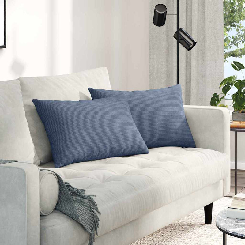 Afbeelding laden in galerijviewer, Vidaxl sofa kussens 2 stuks blauw 60 x 40 cm cordstof
