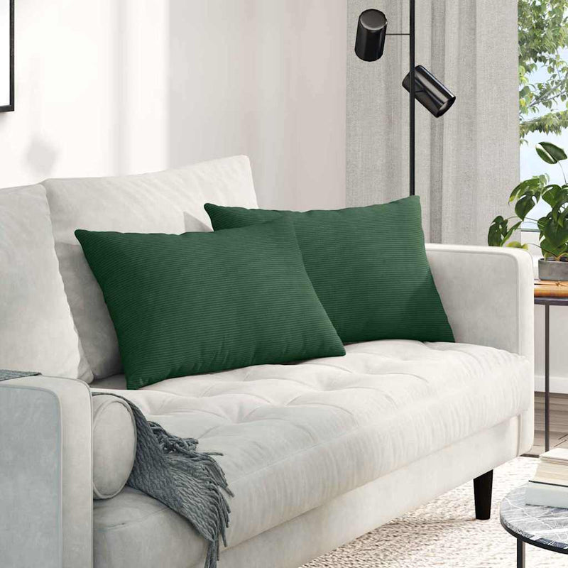 Afbeelding laden in galerijviewer, Vidaxl sofa kussens 2 stuks donkergroen 60 x 40 cm cordstof

