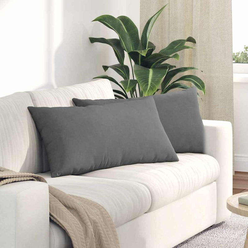 Chargez l'image dans la visionneuse de la galerie, Vidaxl sofa kussens 2 stuks donkergrijs 80 x 40 cm stof
