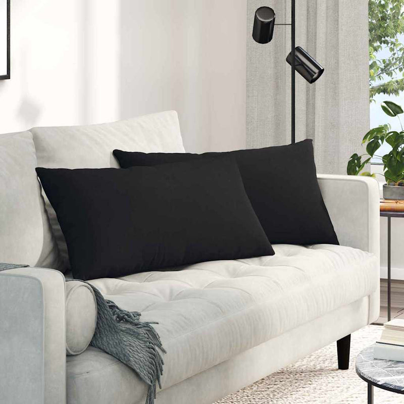 Chargez l'image dans la visionneuse de la galerie, Vidaxl sofa kussens 2 stuks zwart 80 x 40 cm stof

