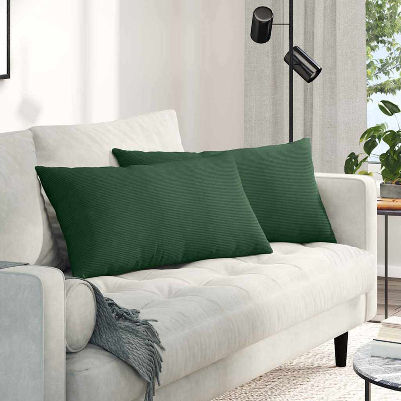 Chargez l'image dans la visionneuse de la galerie, Vidaxl sofa kussens 2 stuks donkergroen 80 x 40 cm cordstof
