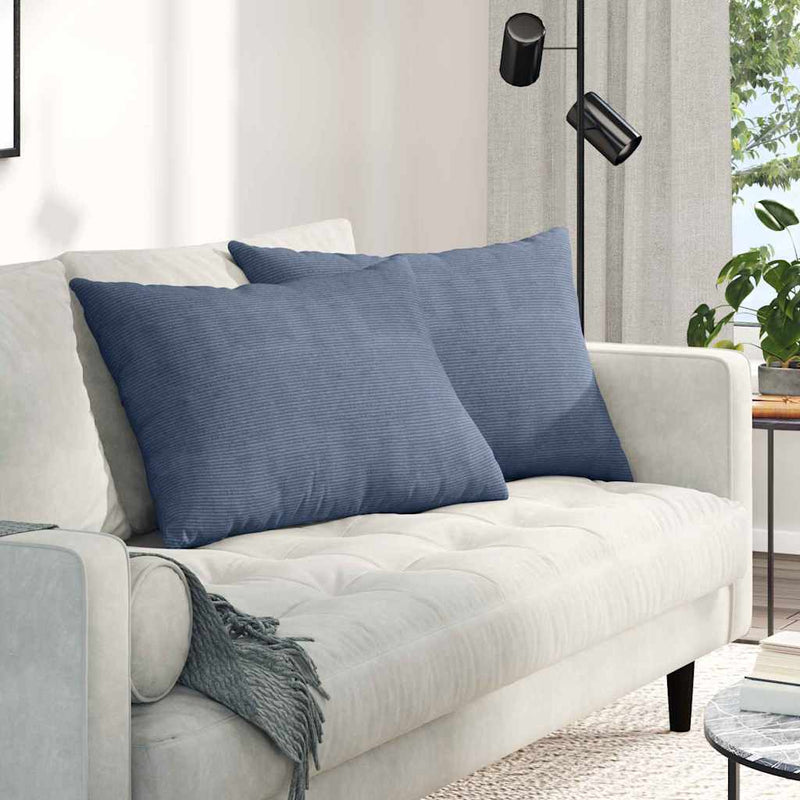 Afbeelding laden in galerijviewer, Vidaxl sofa kussens 2 stuks blauw 70 x 50 cm cordstof
