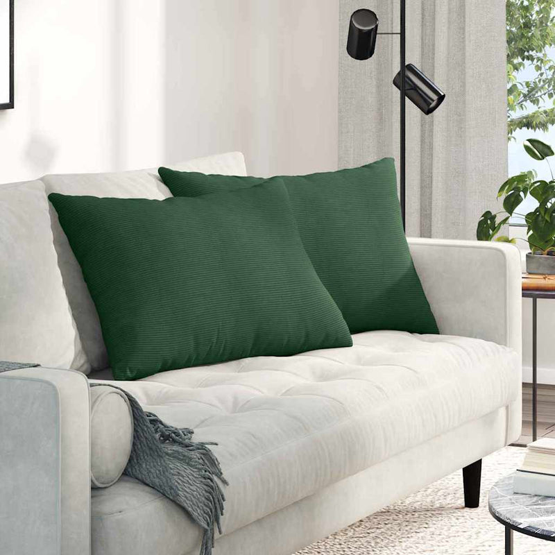 Afbeelding laden in galerijviewer, Vidaxl sofa kussens 2 stuks donkergroen 70 x 50 cm cordstof
