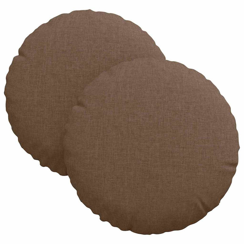 Afbeelding laden in galerijviewer, Vidaxl zitkussens 2 pcs bruin ø30 x 13 cm stof
