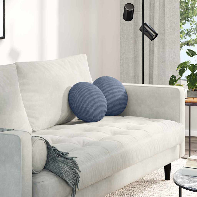 Afbeelding laden in galerijviewer, Vidaxl zitkussens 2 pcs blauw ø 30 cm katoen stof
