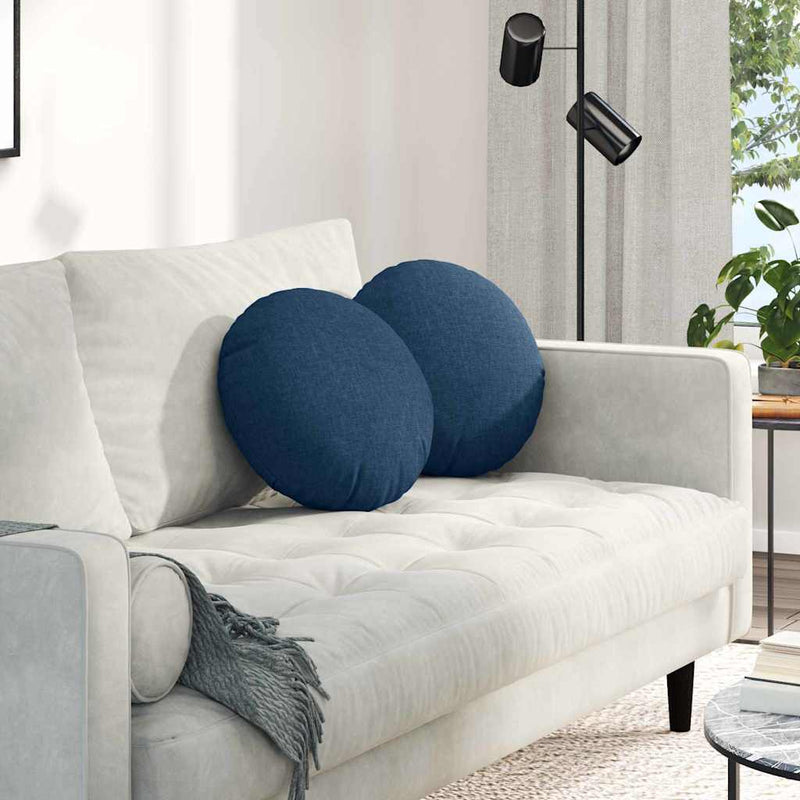 Afbeelding laden in galerijviewer, Vidaxl zitkussens 2 pcs blauw ø40 x 13 cm stof
