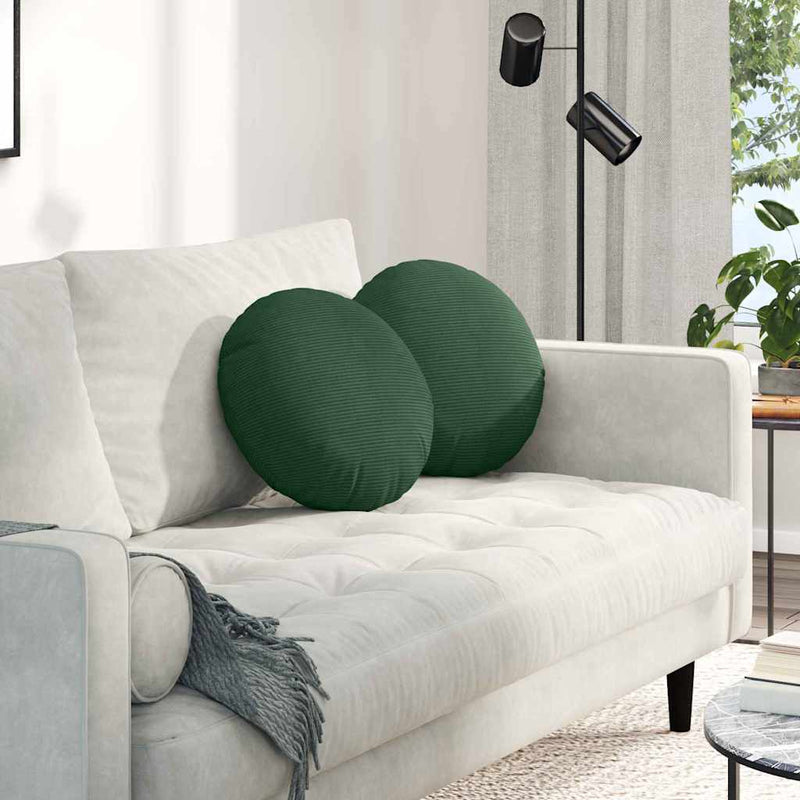 Afbeelding laden in galerijviewer, Vidaxl zitkussens 2 pcs donkergroen ø 40 cm katoen stof
