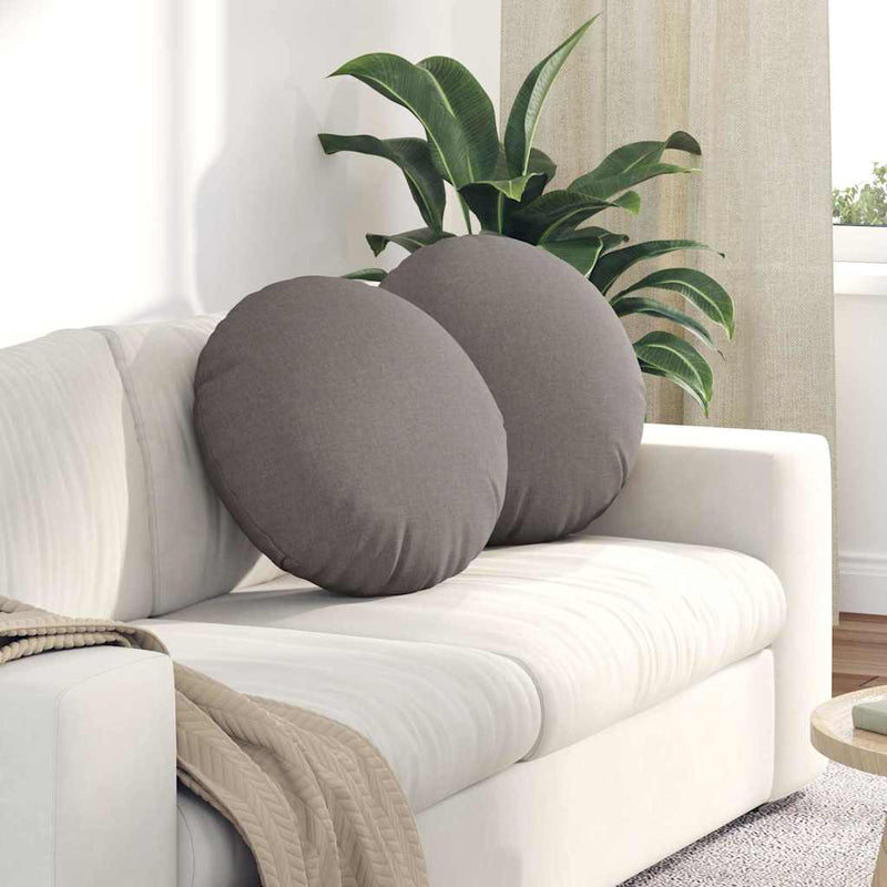 Afbeelding laden in galerijviewer, Vidaxl zitkussens 2 pcs taupe ø50 x 19 cm stof
