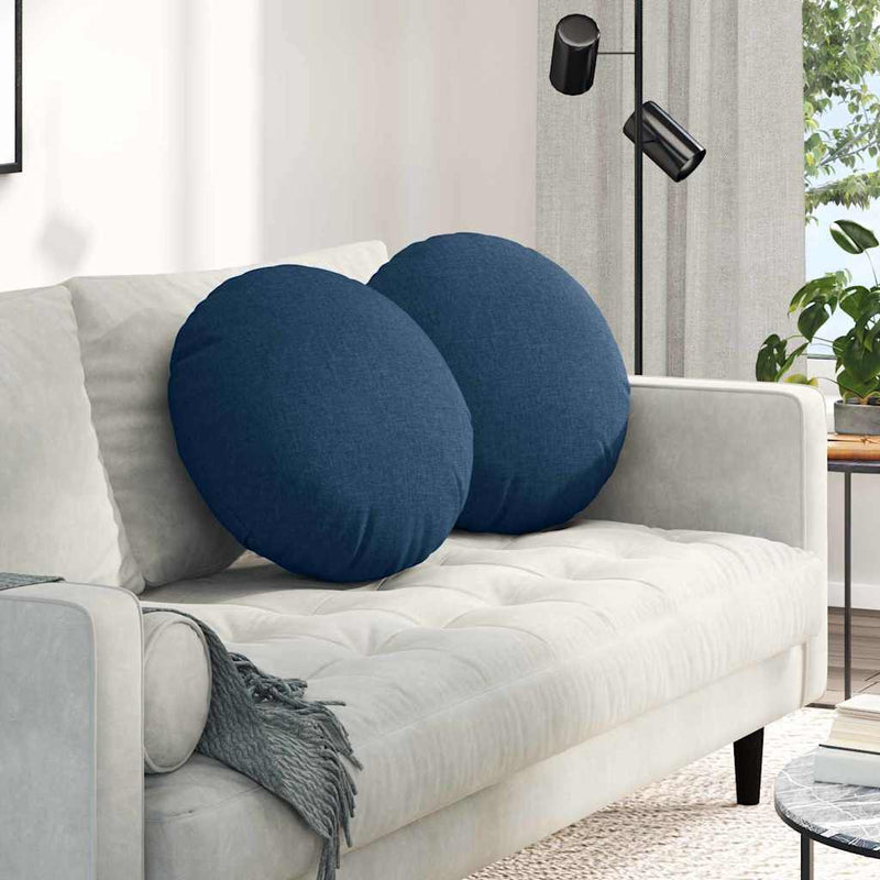 Afbeelding laden in galerijviewer, Vidaxl zitkussens 2 pcs blauw ø50 x 19 cm stof
