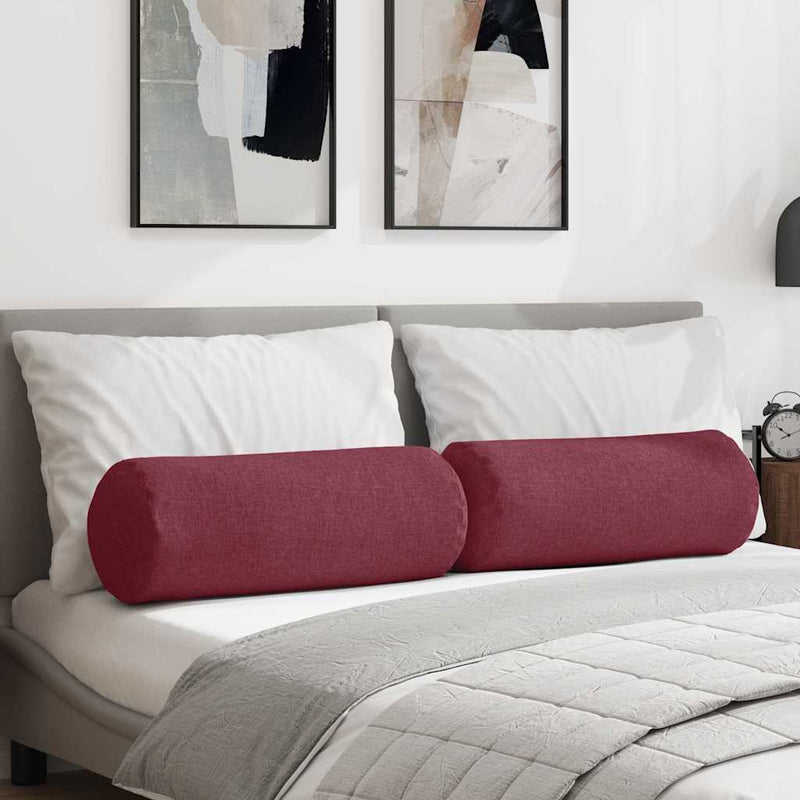Afbeelding laden in galerijviewer, Vidaxl bolster kussens 2 stuks wijnrood ø 25 x 70 cm stof
