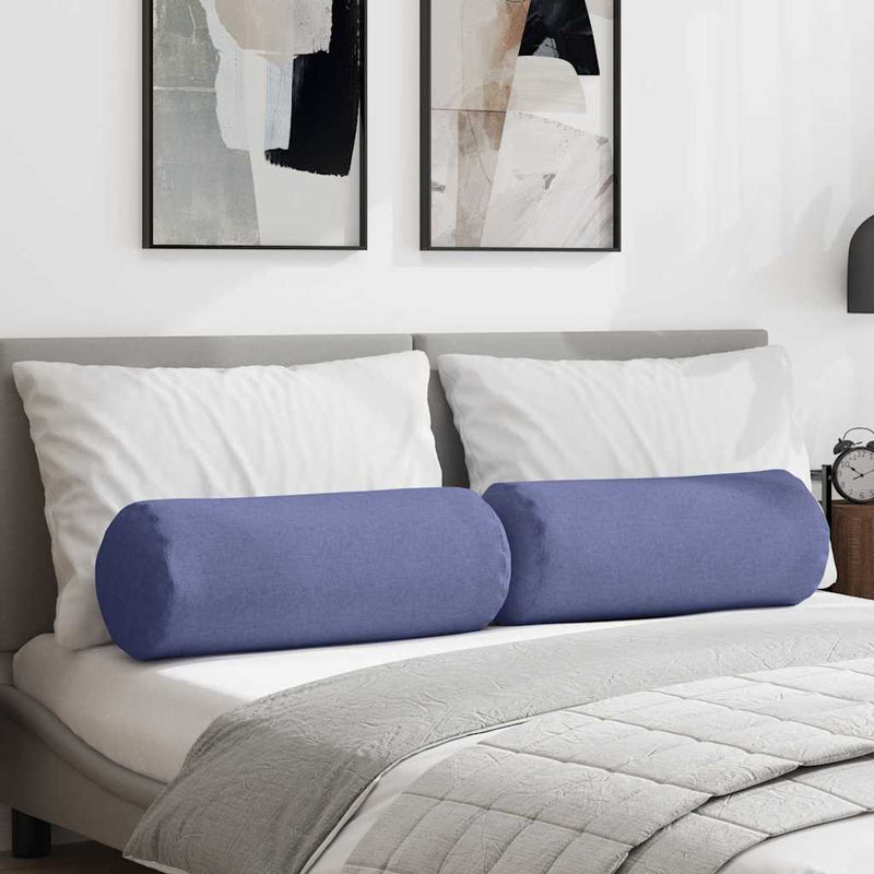 Afbeelding laden in galerijviewer, Vidaxl bolster kussens 2 stuks jeans blauw ø 25 x 70 cm stof
