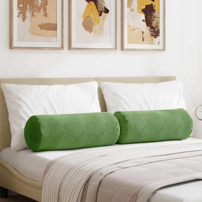 Afbeelding laden in galerijviewer, Vidaxl bolster kussens 2 stuks lichtgroen ø 25 x 70 cm cordstof
