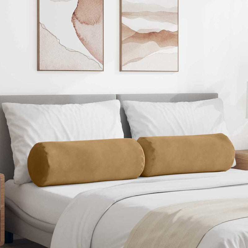 Afbeelding laden in galerijviewer, Vidaxl bolster kussens 2 stuks bruin ø 25 x 70 cm cordstof
