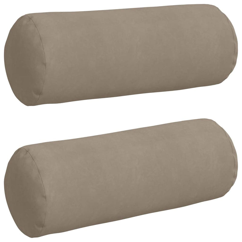 Afbeelding laden in galerijviewer, Vidaxl bolster kussens 2 stuks taupe ø 25 x 70 cm microvezel stof
