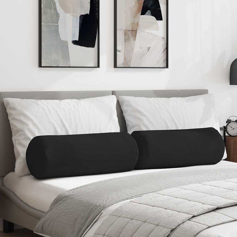 ギャラリービューアに画像をロードする, Vidaxl bolster kussens 2 stuks zwart ø 25 x 70 cm microvezel stof
