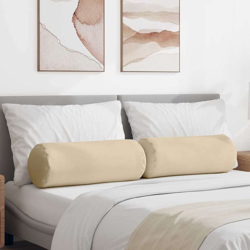 Afbeelding laden in galerijviewer, Vidaxl bolster kussens 2 stuks crème ø 25 x 70 cm microvezel stof
