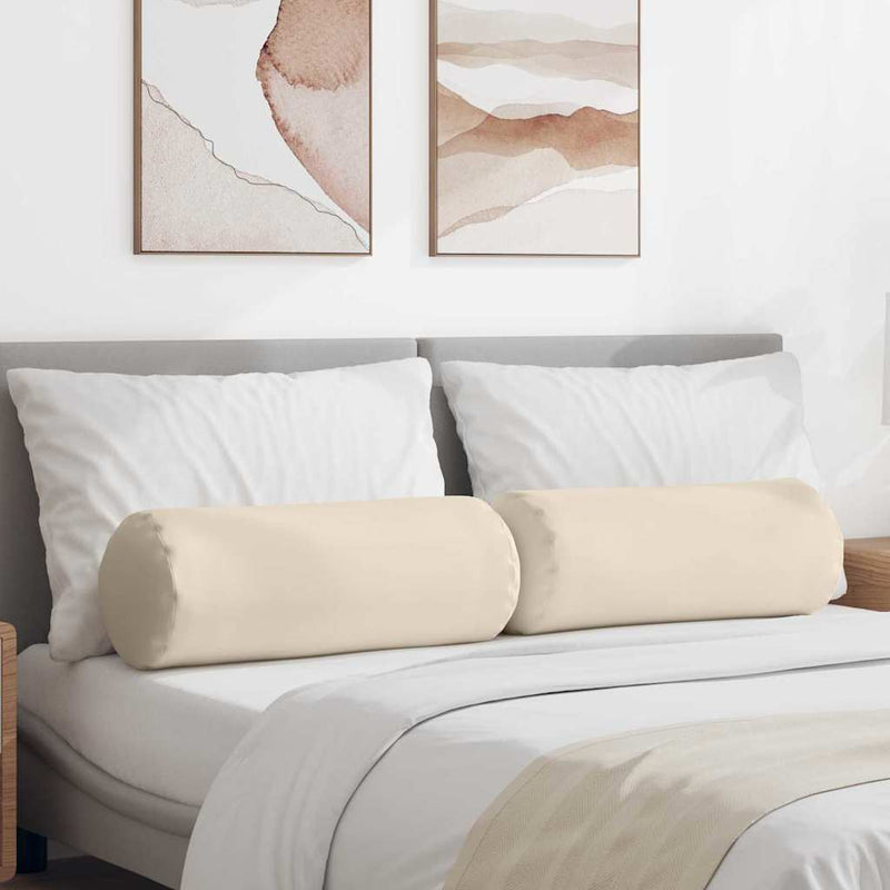 Afbeelding laden in galerijviewer, Vidaxl bolster kussens 2 stuks beige ø 25 x 70 cm microvezel stof
