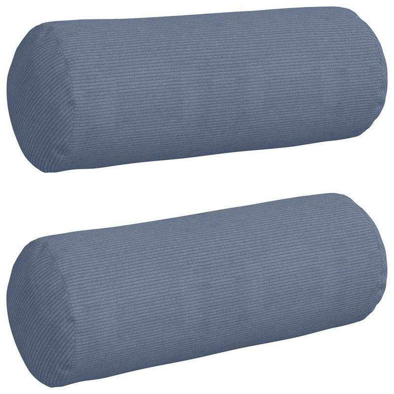 Afbeelding laden in galerijviewer, Vidaxl bolster kussens 2 stuks blauw ø 25 x 70 cm cordstof
