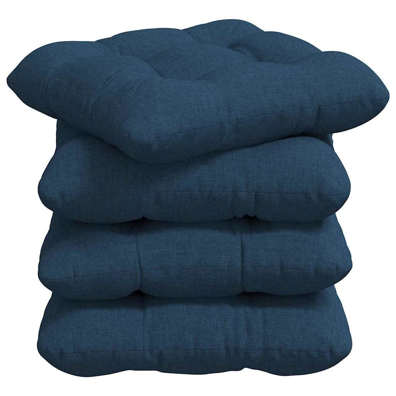 Afbeelding laden in galerijviewer, Vidaxl zitkussens 4 pcs blauw 45 x 45 x 12 cm stof
