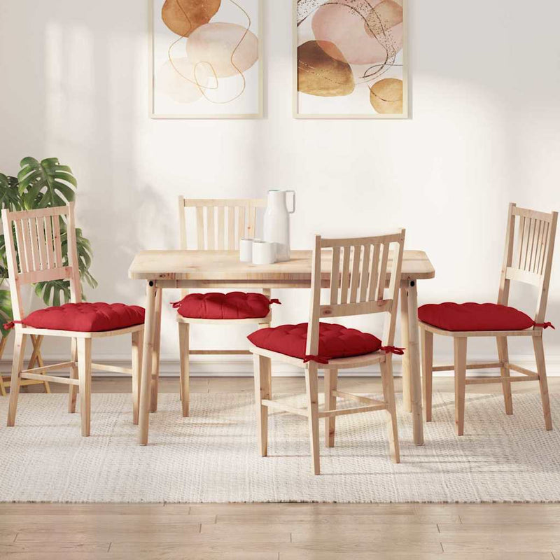 Afbeelding laden in galerijviewer, Vidaxl zitkussens 4 pcs rood 40 x 40 x 6 cm stof
