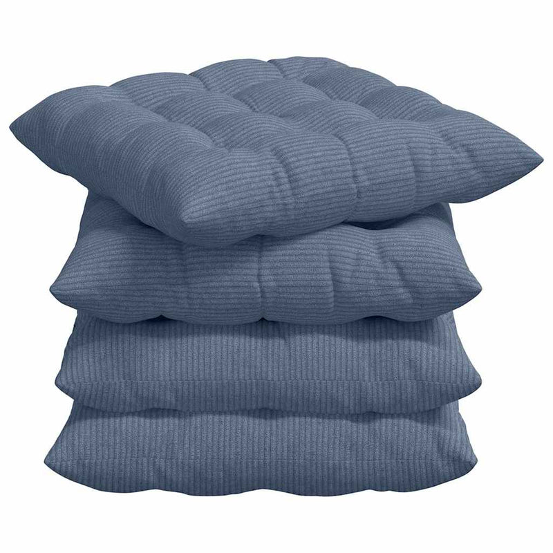 Afbeelding laden in galerijviewer, Vidaxl zitkussens 4 pcs blauw 40 x 40 x 6 cm katoen stof
