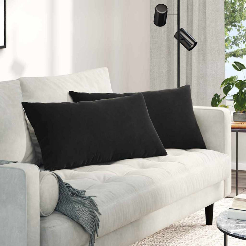 Afbeelding laden in galerijviewer, Vidaxl sofa kussens 2 stuks zwart 80 x 40 cm cordstof
